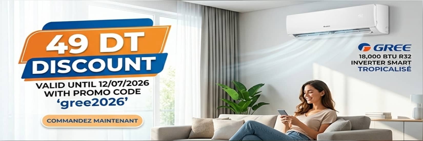 Climatiseur GREE 18000 BTU R32 Inverter Tropicalis&eacute; Smart - Chaud & Froid